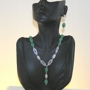 Aventurine & Moonstone Sterling Necklace Set